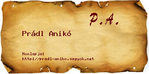 Prádl Anikó névjegykártya